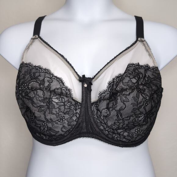 Wacoal Retro Chic Bra Size 42DDD Full Figure Underwire 855186 Black Lace - Picture 1 of 8